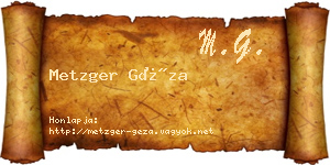 Metzger Géza névjegykártya