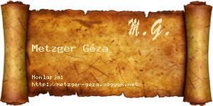 Metzger Géza névjegykártya